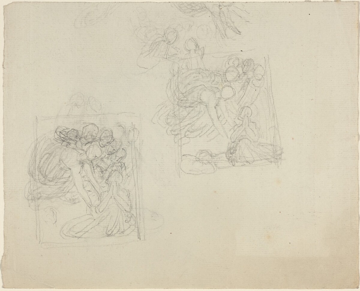 Studies for a Monument with Angels Reaching Down to a Praying Figure [recto and verso] by John Flaxman