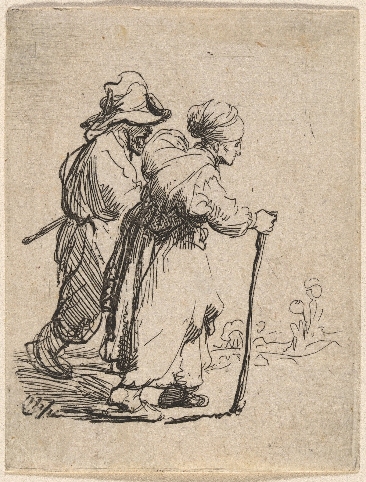 Two Tramps, a Man and a Woman by Rembrandt van Rijn