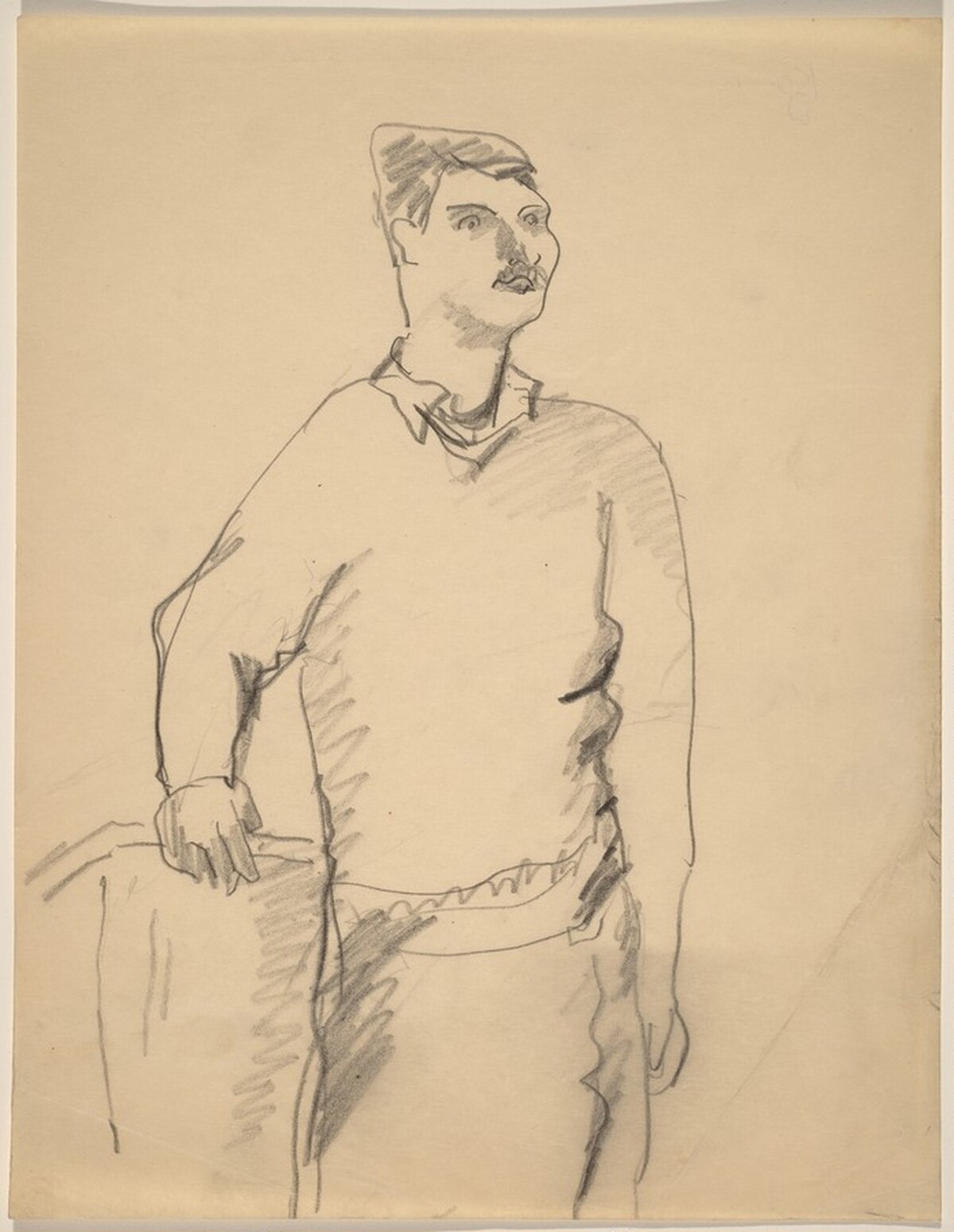 Man Standing, Looking to the Right, Hand on Chair by Mark Rothko