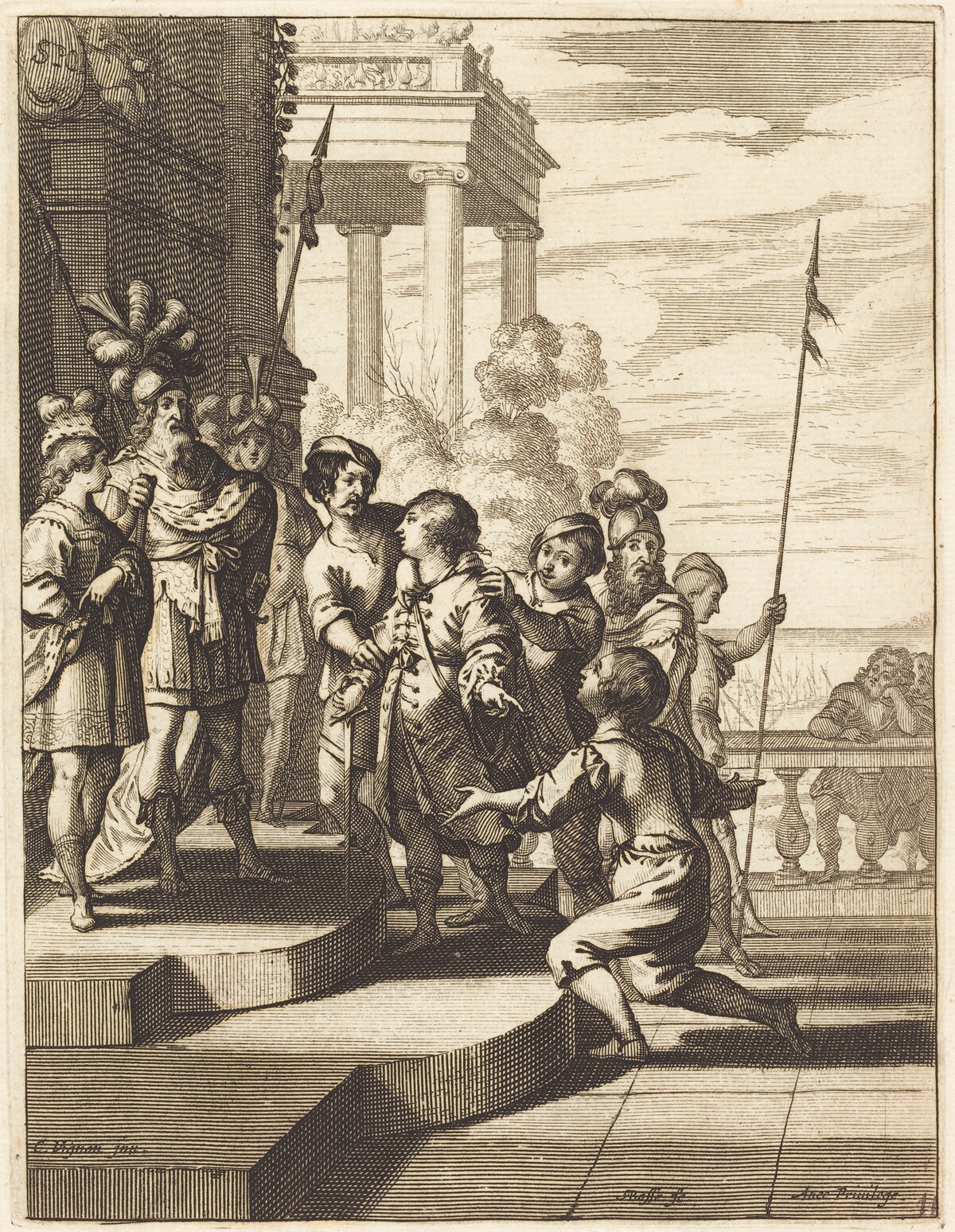 Illustration to Jean Desmarets' "L'Ariane" by Abraham Bosse after Claude Vignon