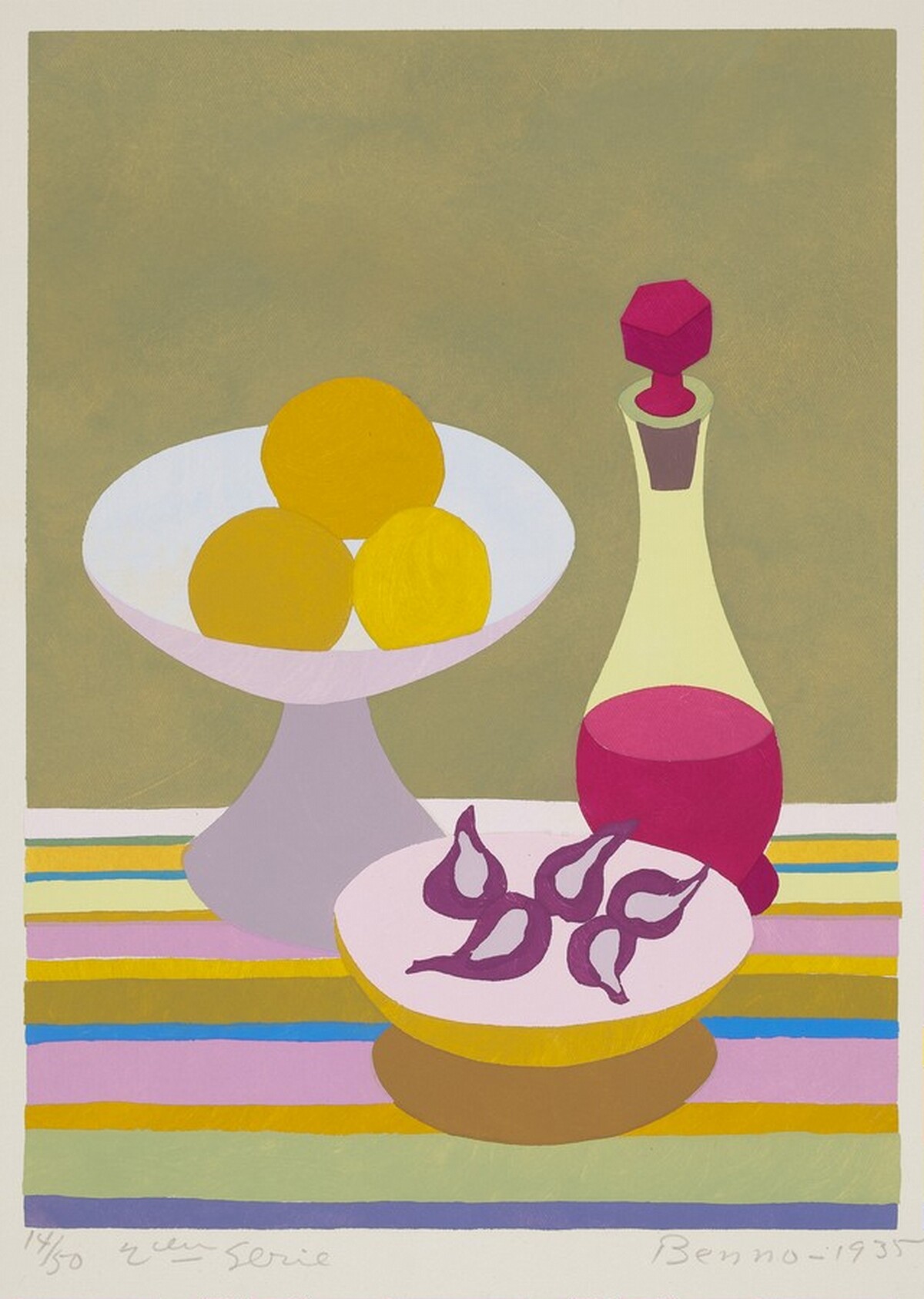 Still Life with Decanter, Lemons and Figs by Benjamin Benno
