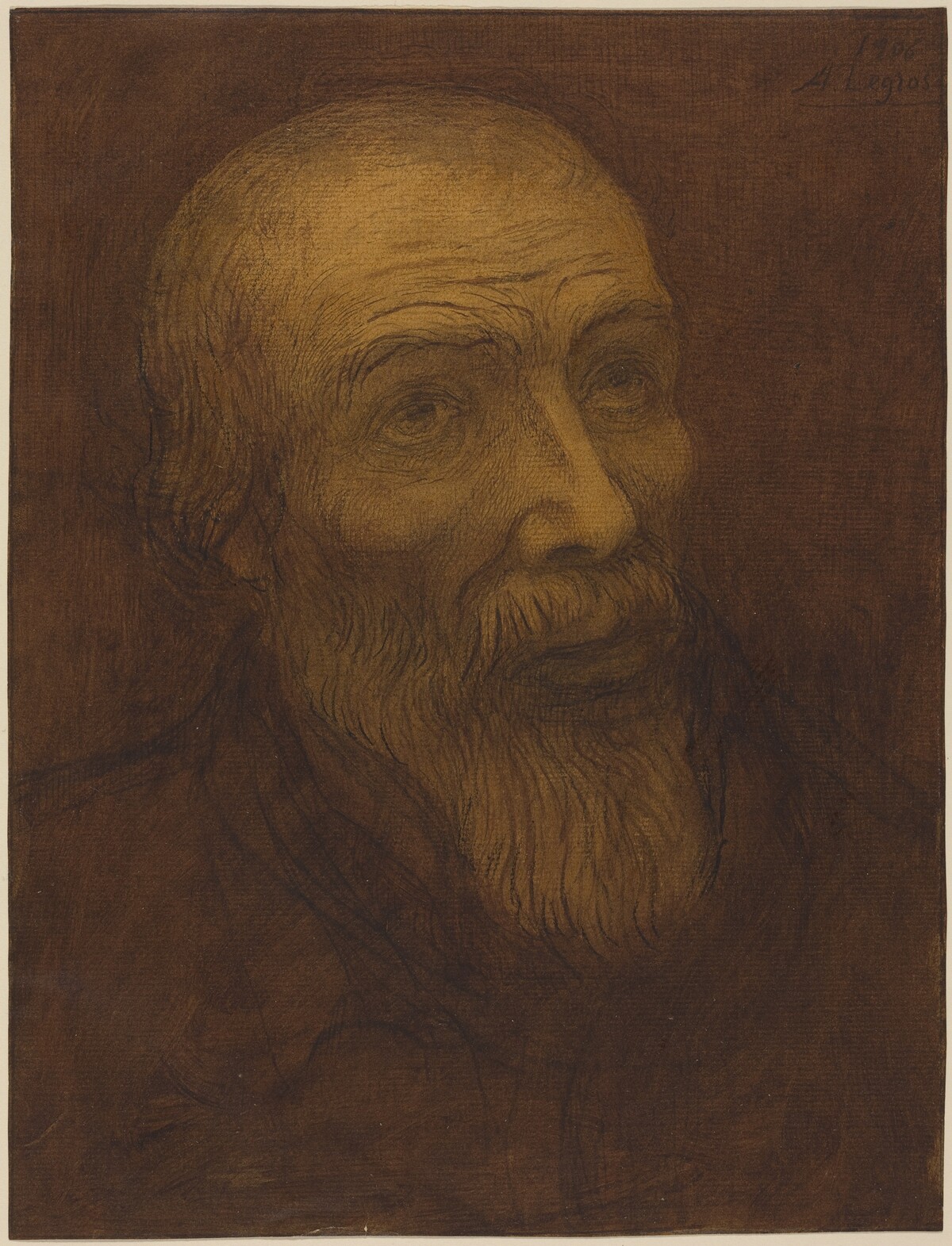 Head of a Bald Man with a Beard by Alphonse Legros