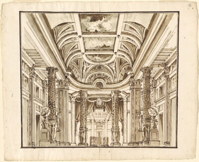 Fantasy of a Great Hall with Basketweave Columns
