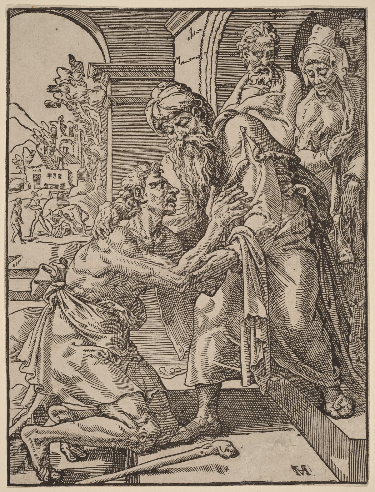 The Return of the Prodigal Son by Dirck Volckertz Coornhert after Maerten van Heemskerck