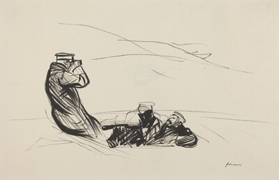 a) Looking for the Enemy (recto); b) Sketch for Looking for the Enemy (verso)