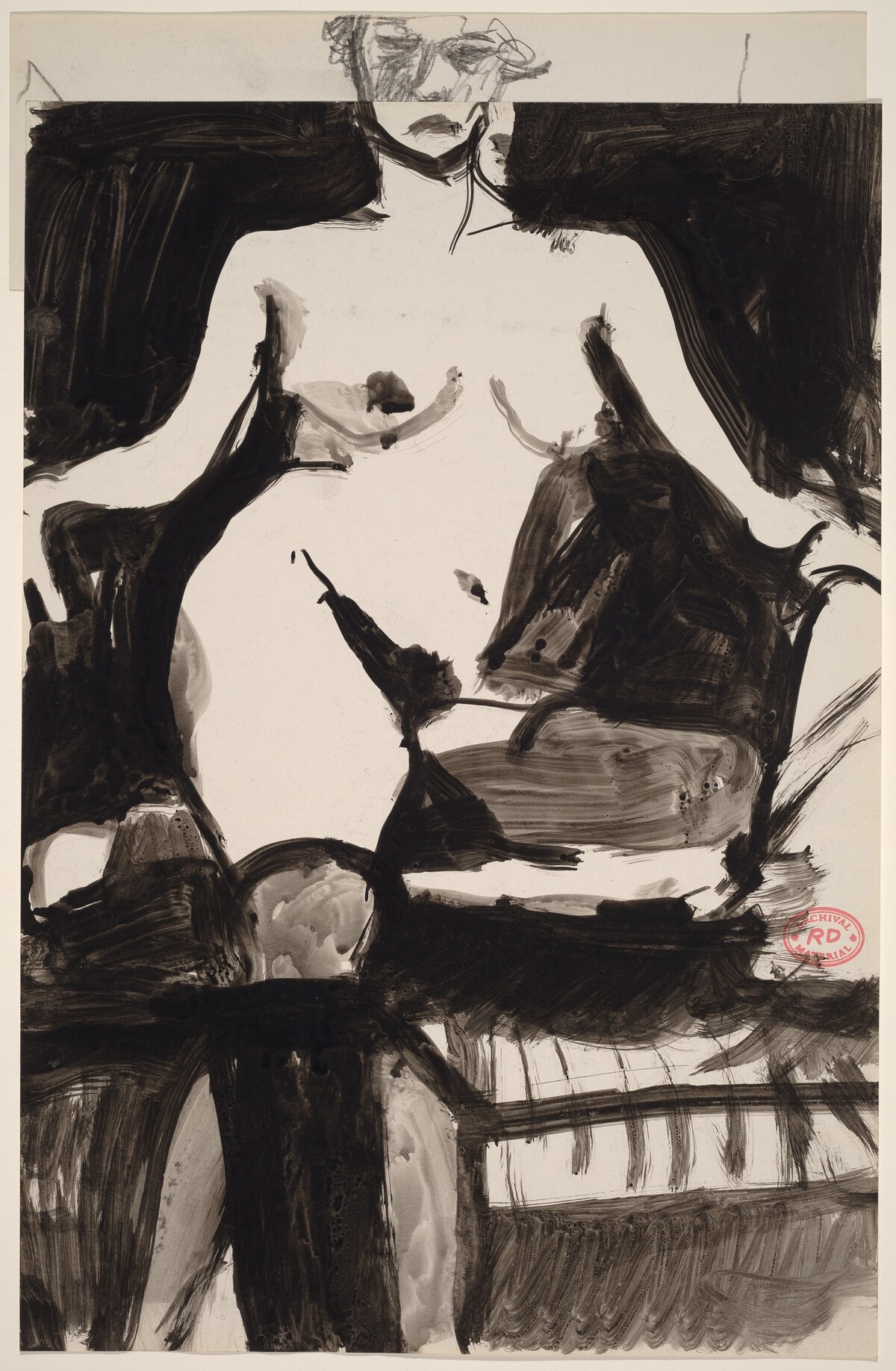 Untitled [seated nude with left leg pulled under her] by Richard Diebenkorn