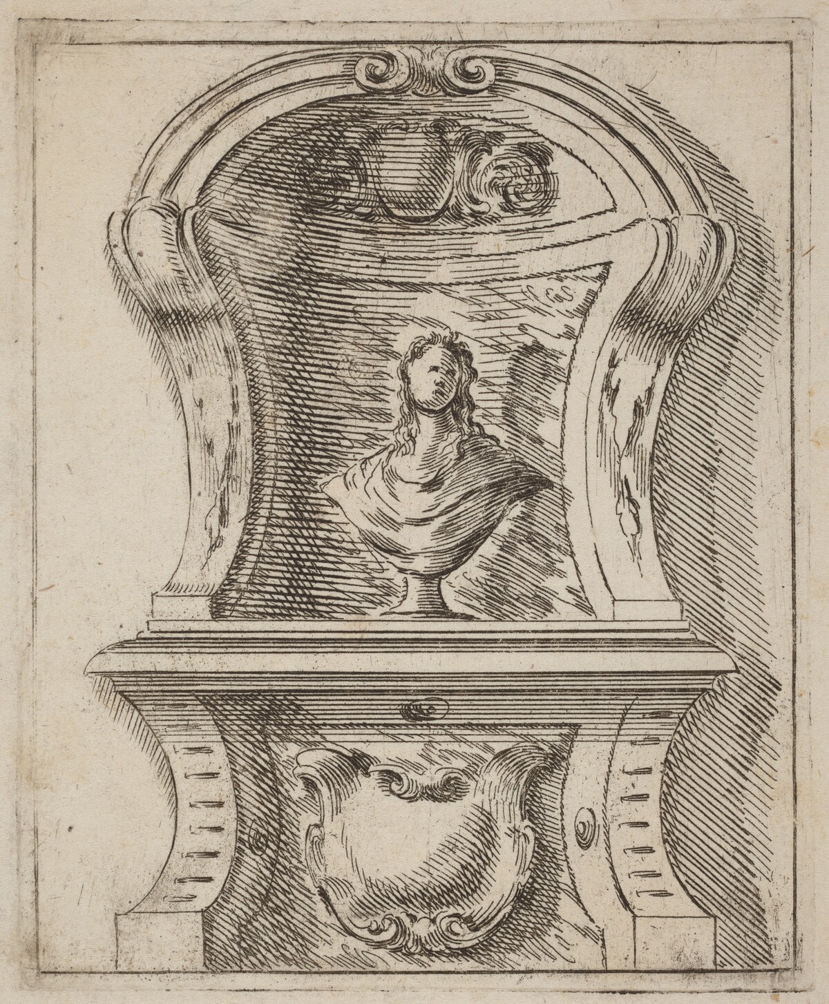 Architectural Motif with a Bust by Carlo Antonio Buffagnotti