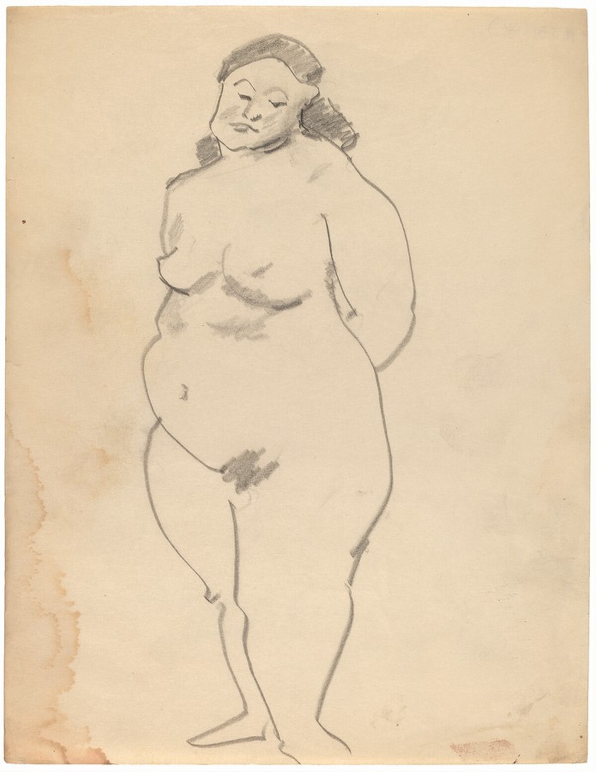 Large Standing Nude, Face Turned to Viewer, Arms Behind by Mark Rothko