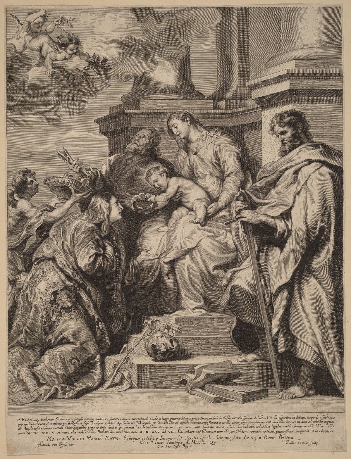 Saint Rosalia Crowned by the Child Jesus by Paulus Pontius, after Sir Anthony van Dyck