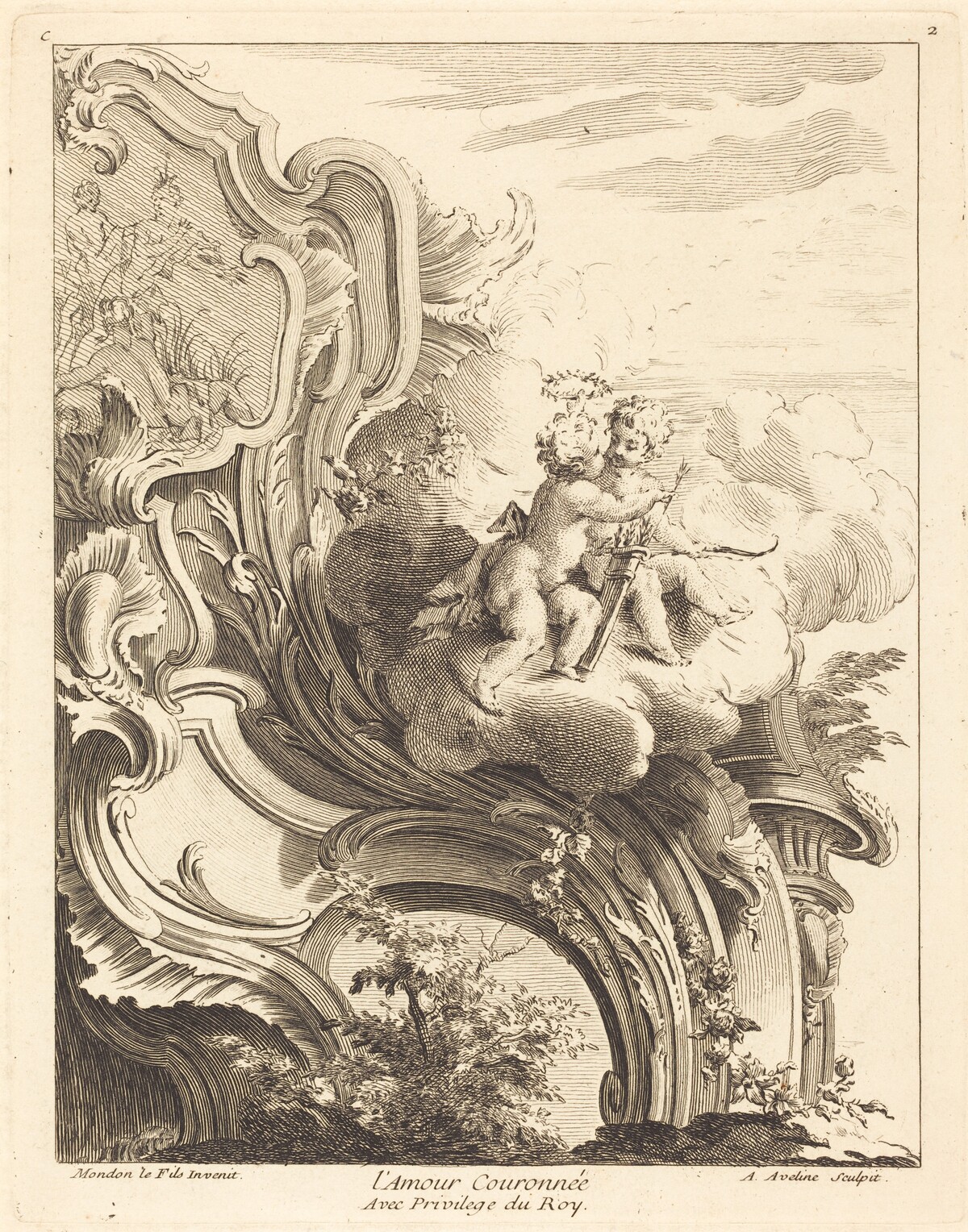 L'Amour Couronnée by Antoine Aveline after Jean Mondon
