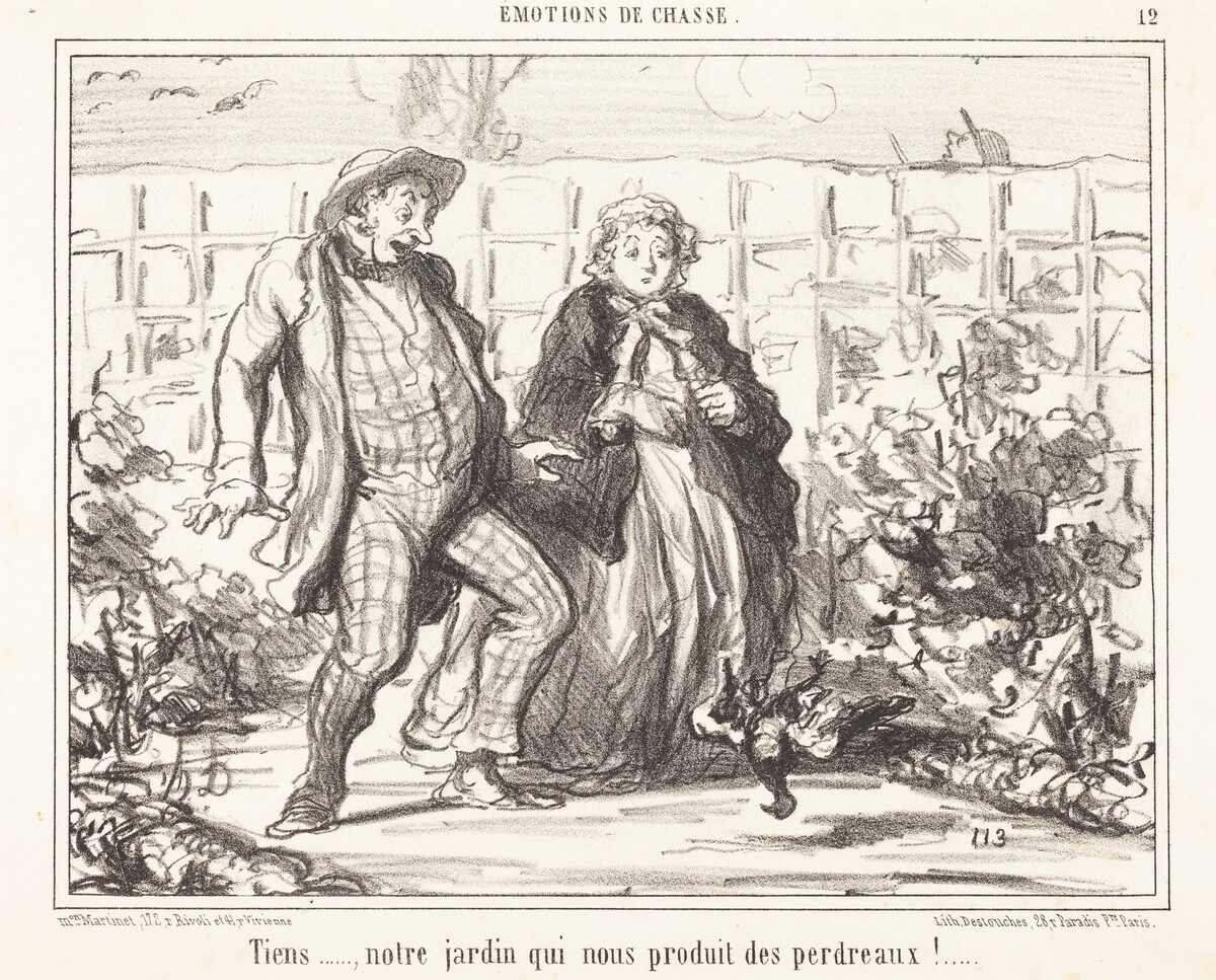 Tiens... notre jardin... produit des perdreaux!... by Honoré Daumier