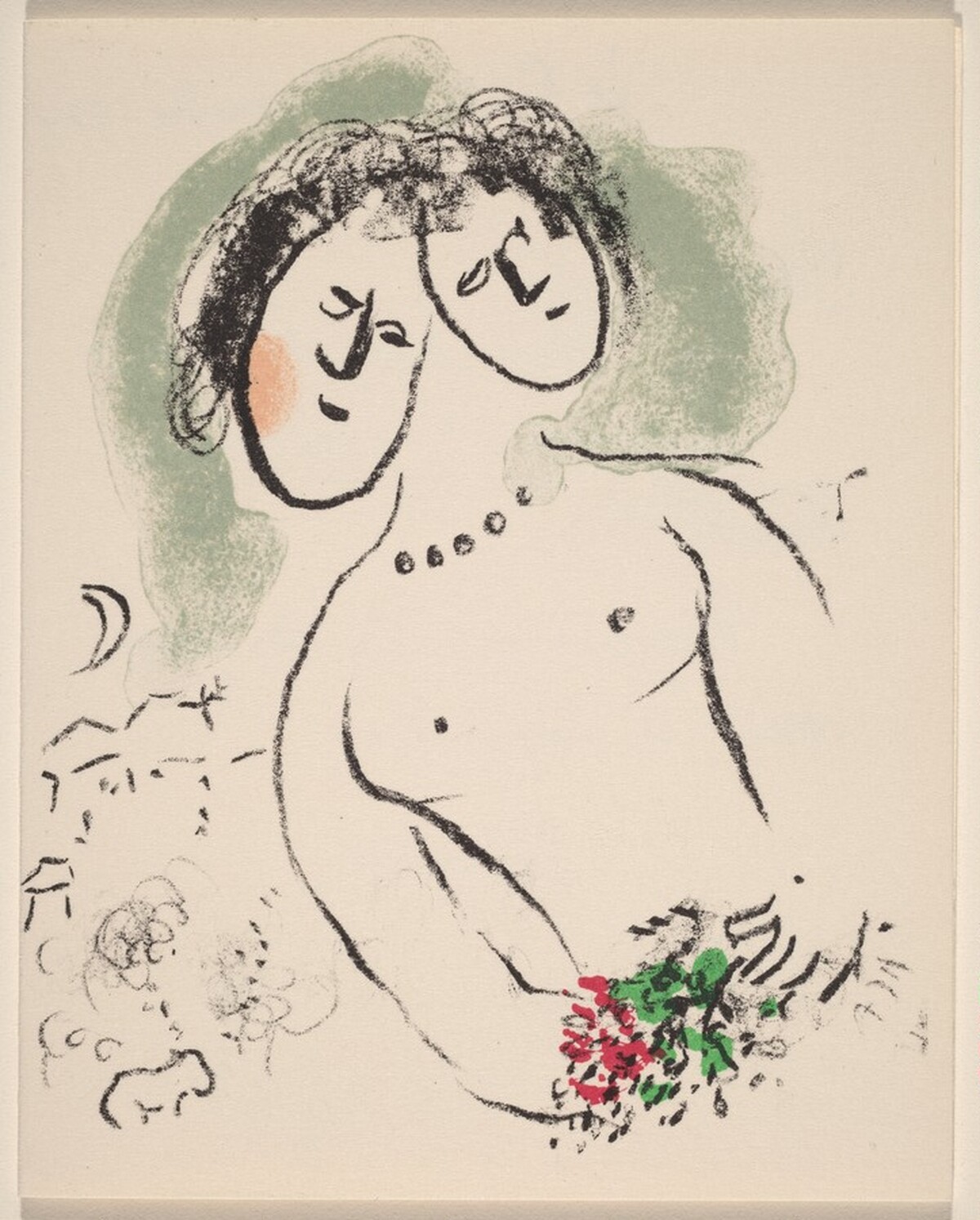 Greeting Card (Female Figure with Two Heads) by Marc Chagall