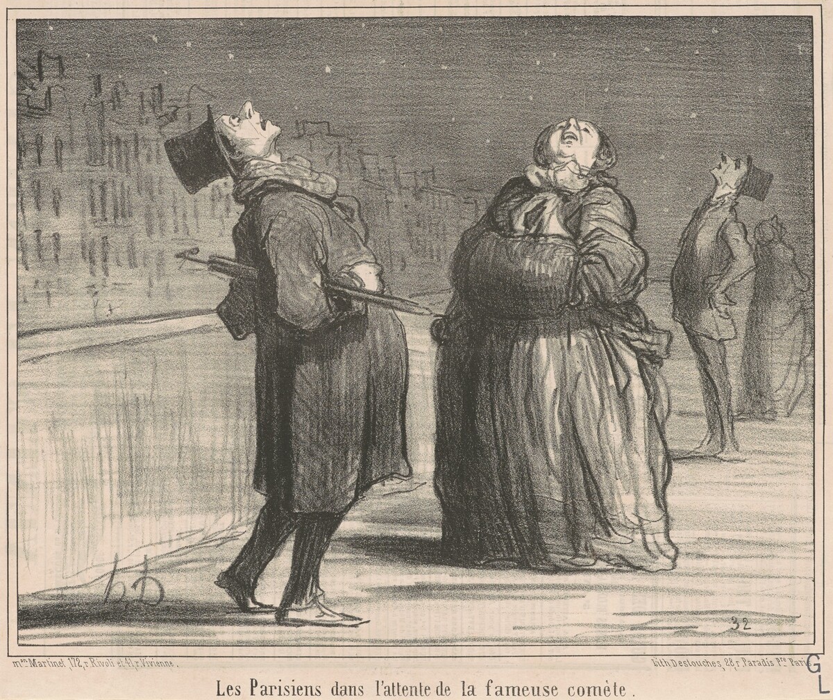Les Parisiens dans l'attente de le ... by Honoré Daumier
