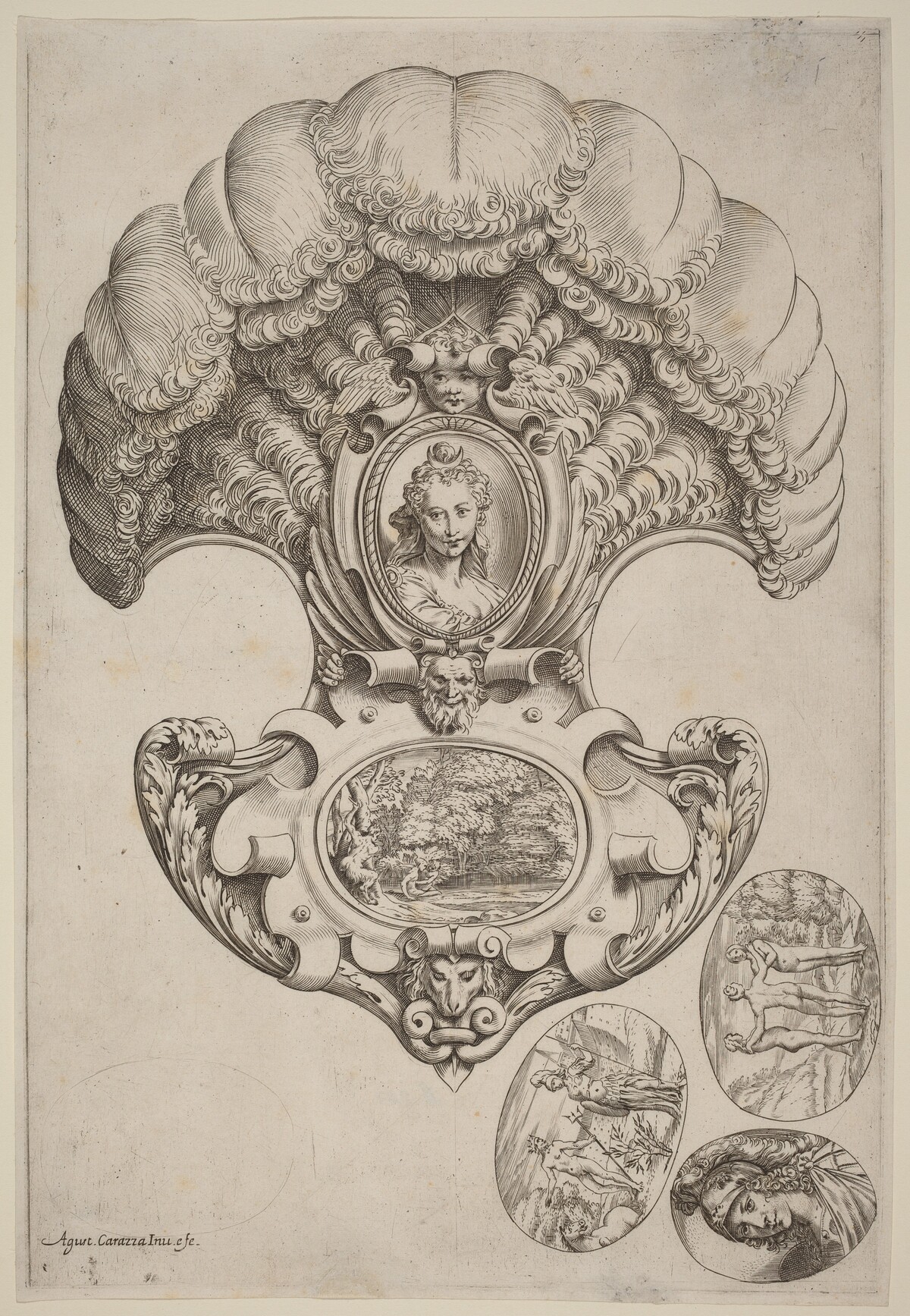 A Headpiece in the Form of a Fan by Agostino Carracci