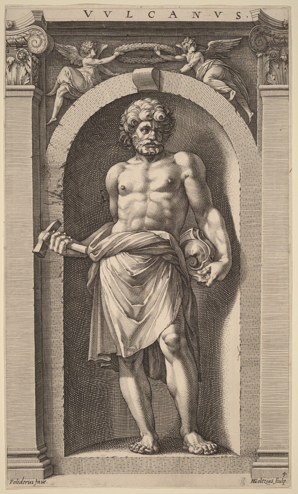 Vulcan by Hendrik Goltzius after Polidoro da Caravaggio