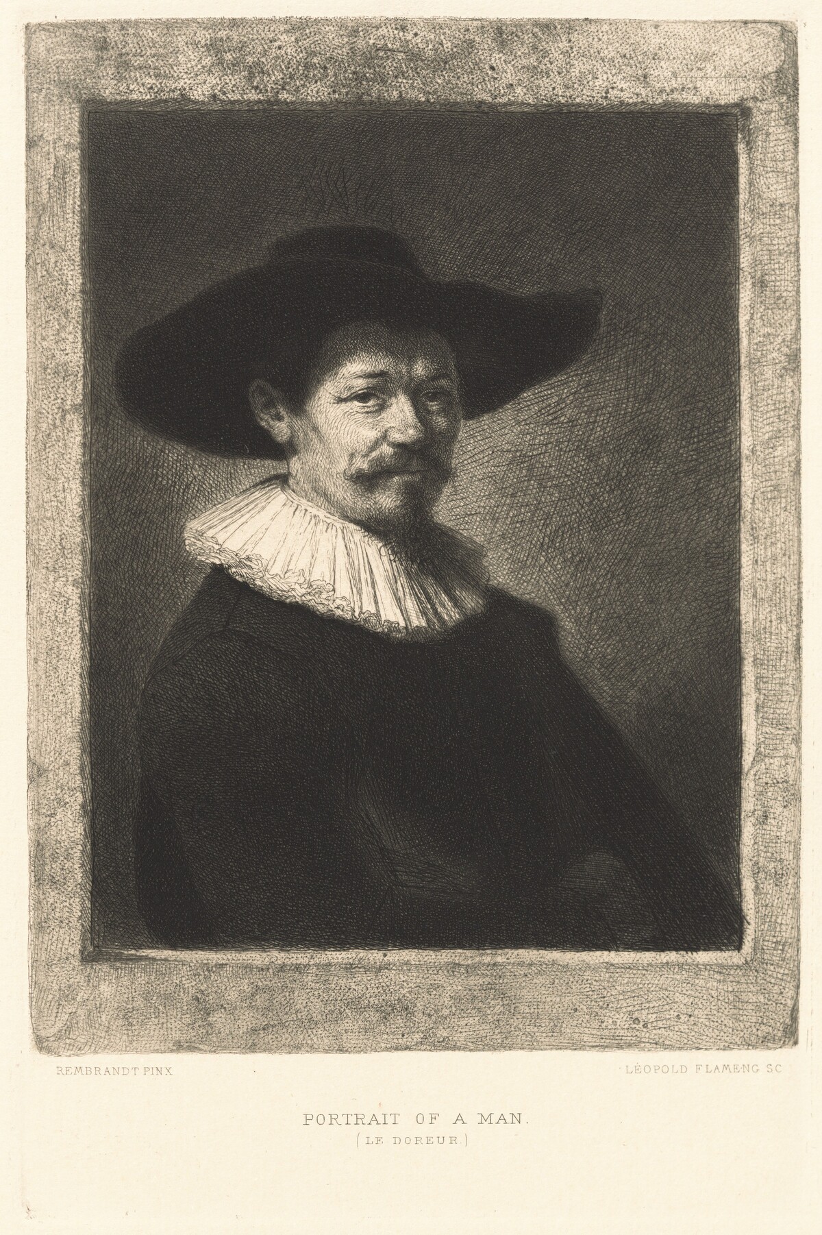 Portrait of a Man (Le Doreur) by Léopold Flameng, after Rembrandt van Rijn