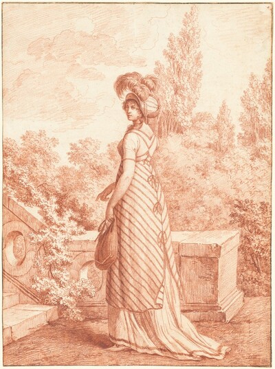 A Fashionable Woman Standing in a Park