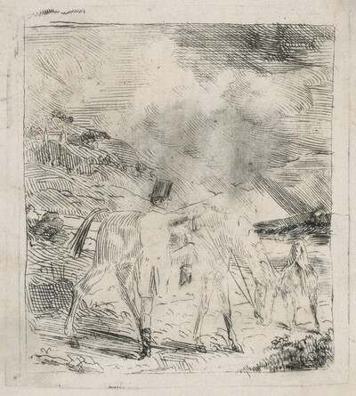 Two Sportsmen Mounting Their Horses