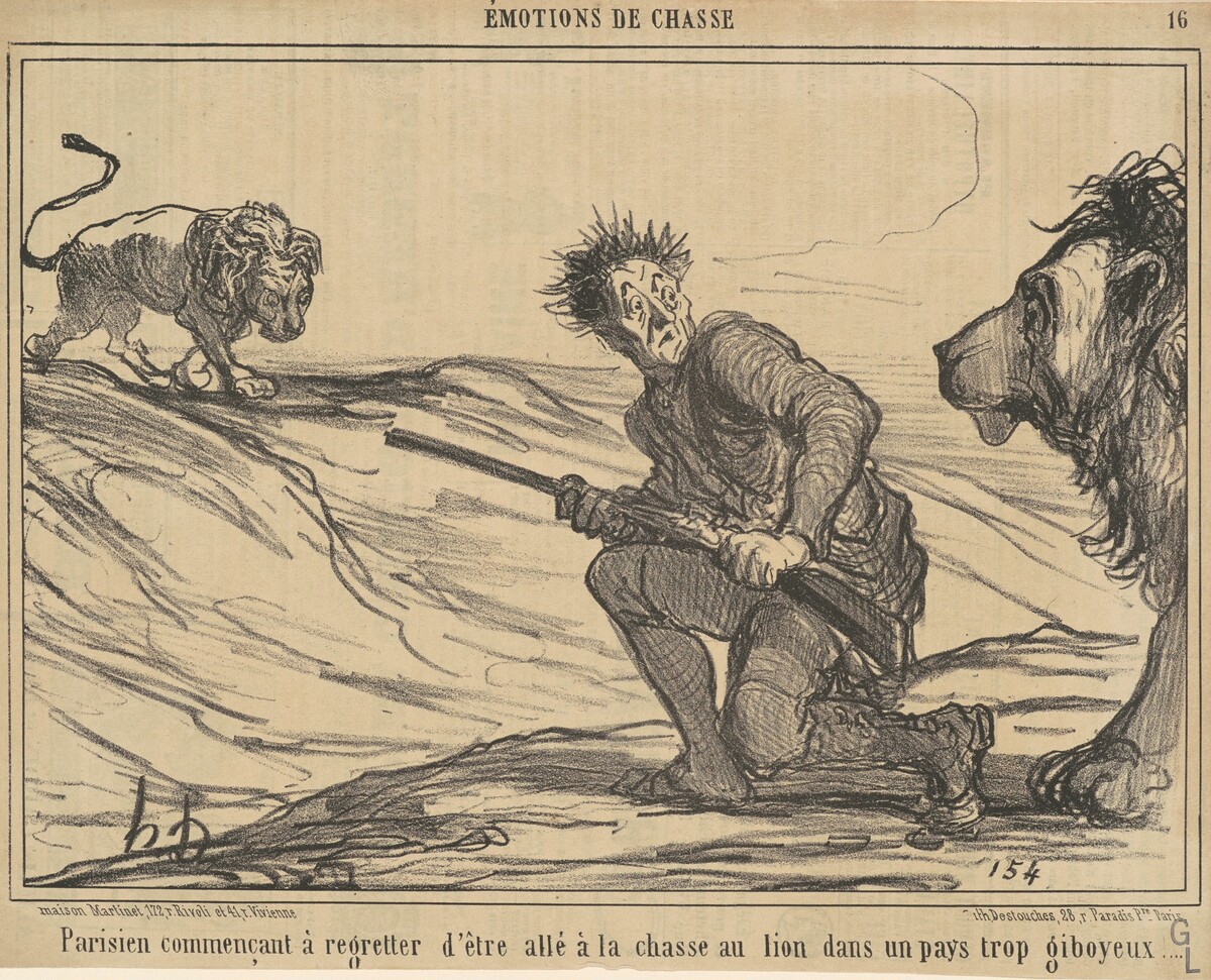 Parisien commencant a regretter ... la chasse au lion ... by Honoré Daumier