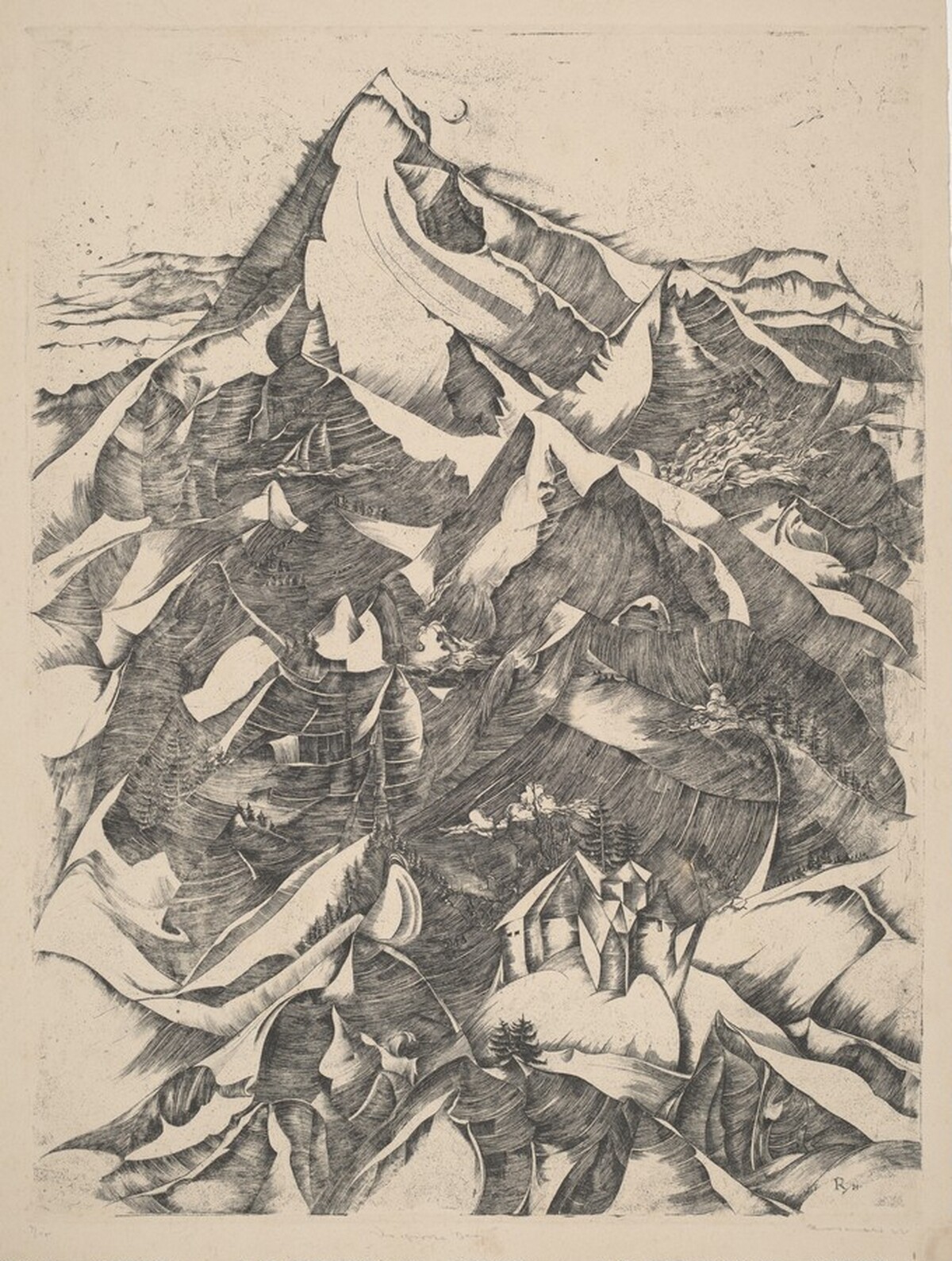 Landscape with Cottages by Otto Rodewald