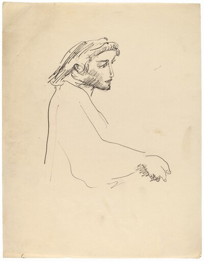 Bust-length Portrait of Woman in Profile to Left