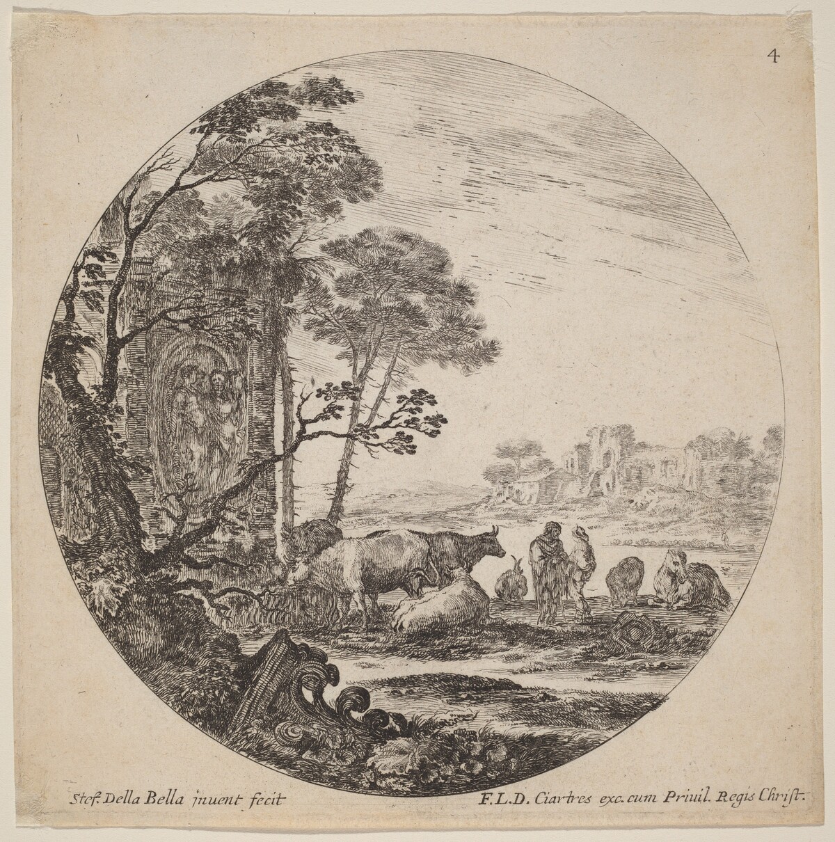 Landscape with Roman Ruins by Stefano Della Bella