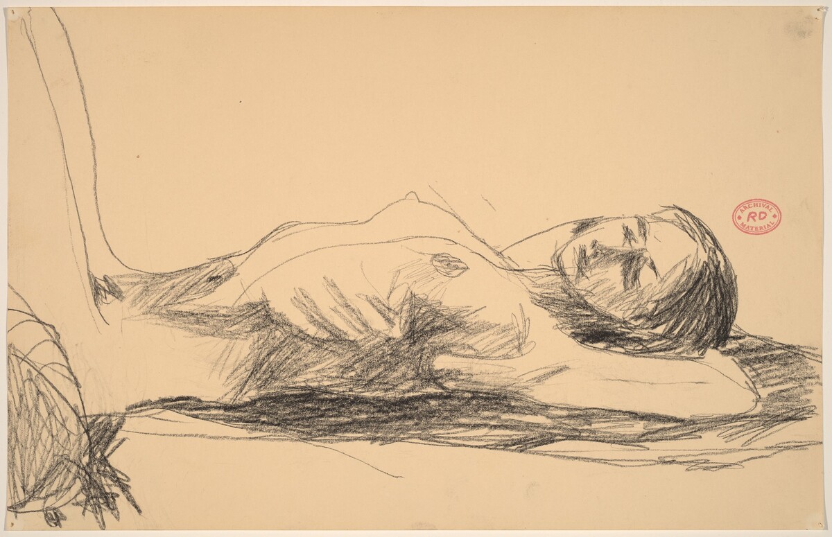 Untitled [female nude lying on her back with arms behind head] by Richard Diebenkorn