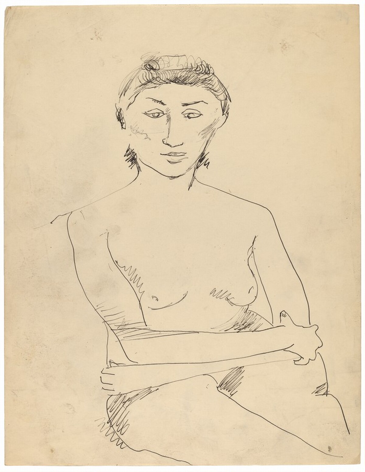 Seated Female Nude, Half-Length, Arms Folded, Right Hand Holding Left Elbow by Mark Rothko