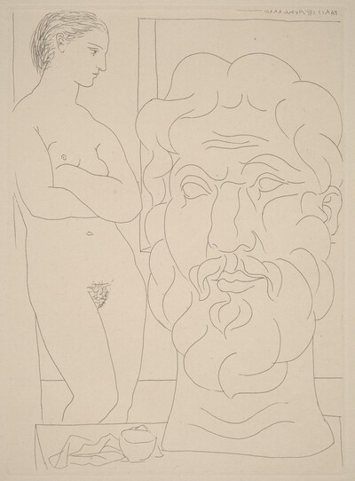 Model and Large Sculpted Head (Modele et grande tete sculptee)