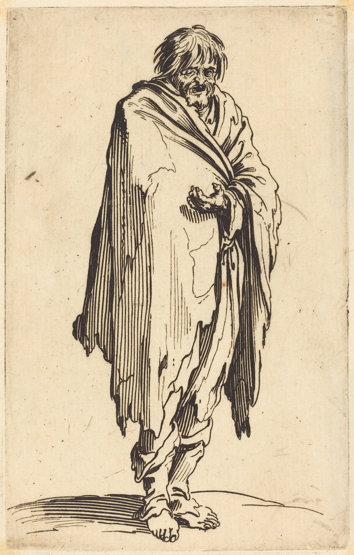 Beggar with Bare Head and Feet by Jacques Callot