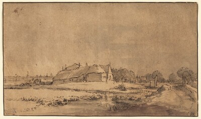 Cottages and Barn beside a Road