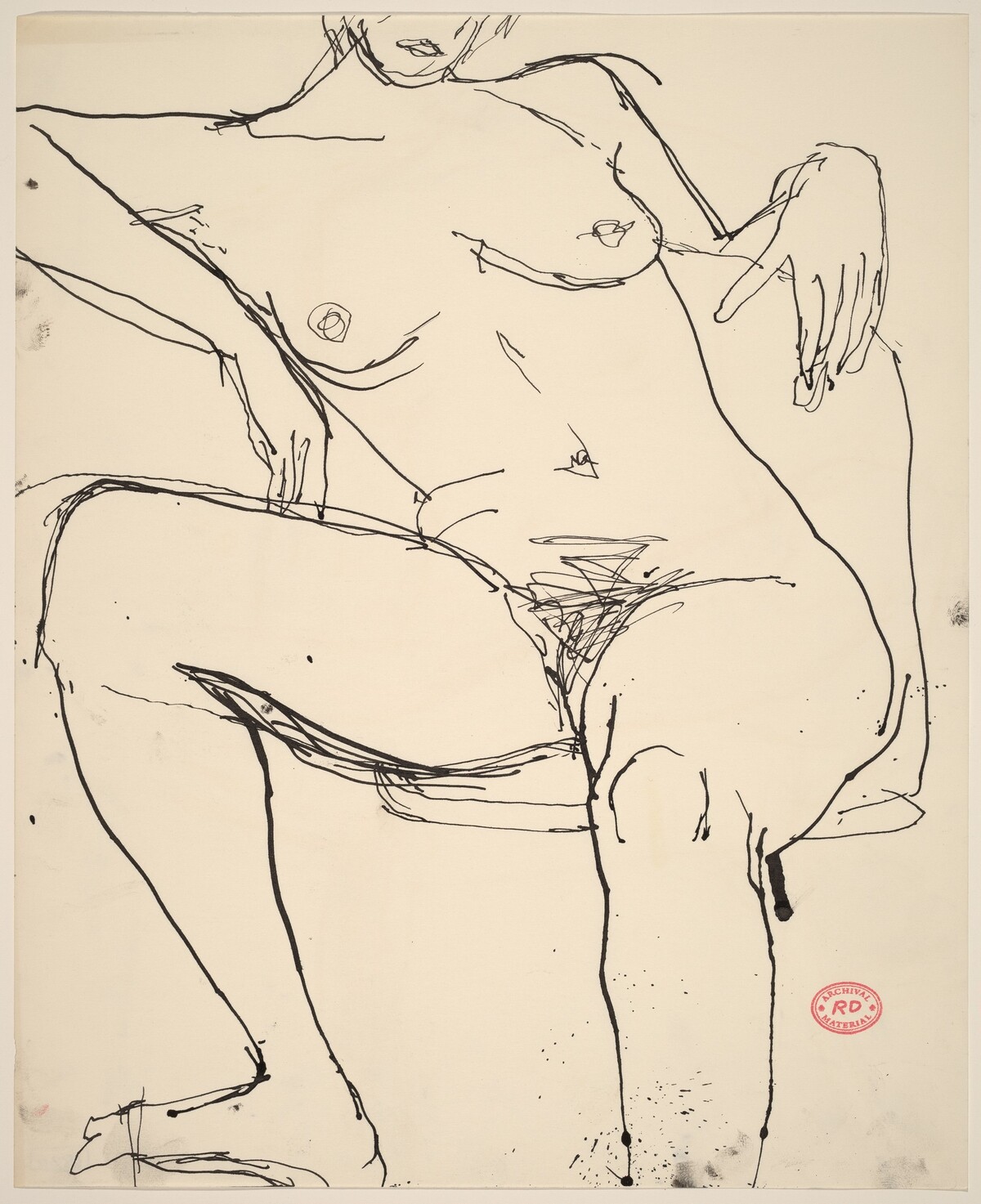 Untitled [seated female nude with arm over chair back] by Richard Diebenkorn
