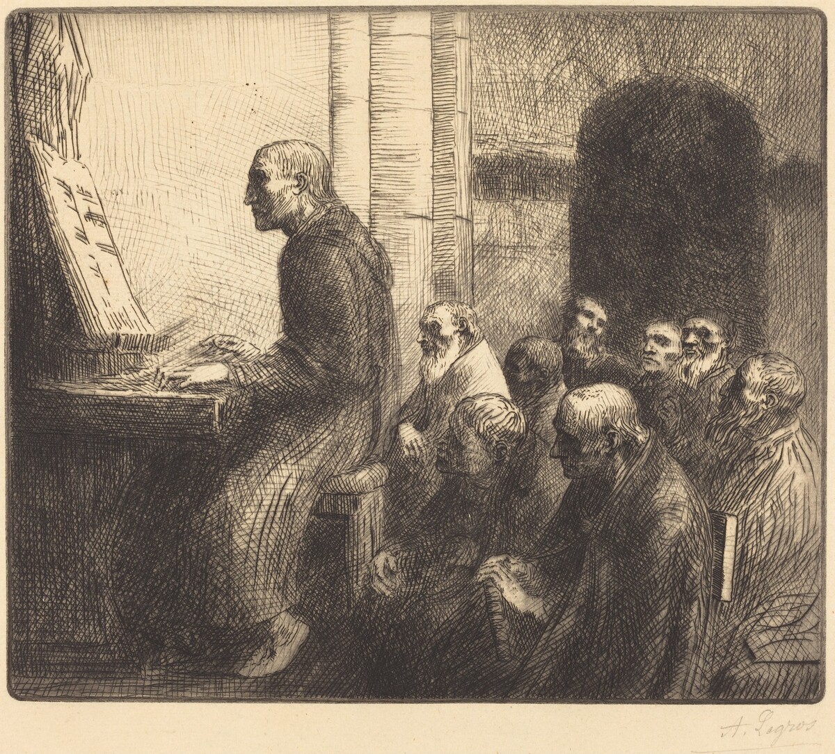 Monk Playing the Organ in Church (Moine jouant de l'orgue a l'eglise) by Alphonse Legros