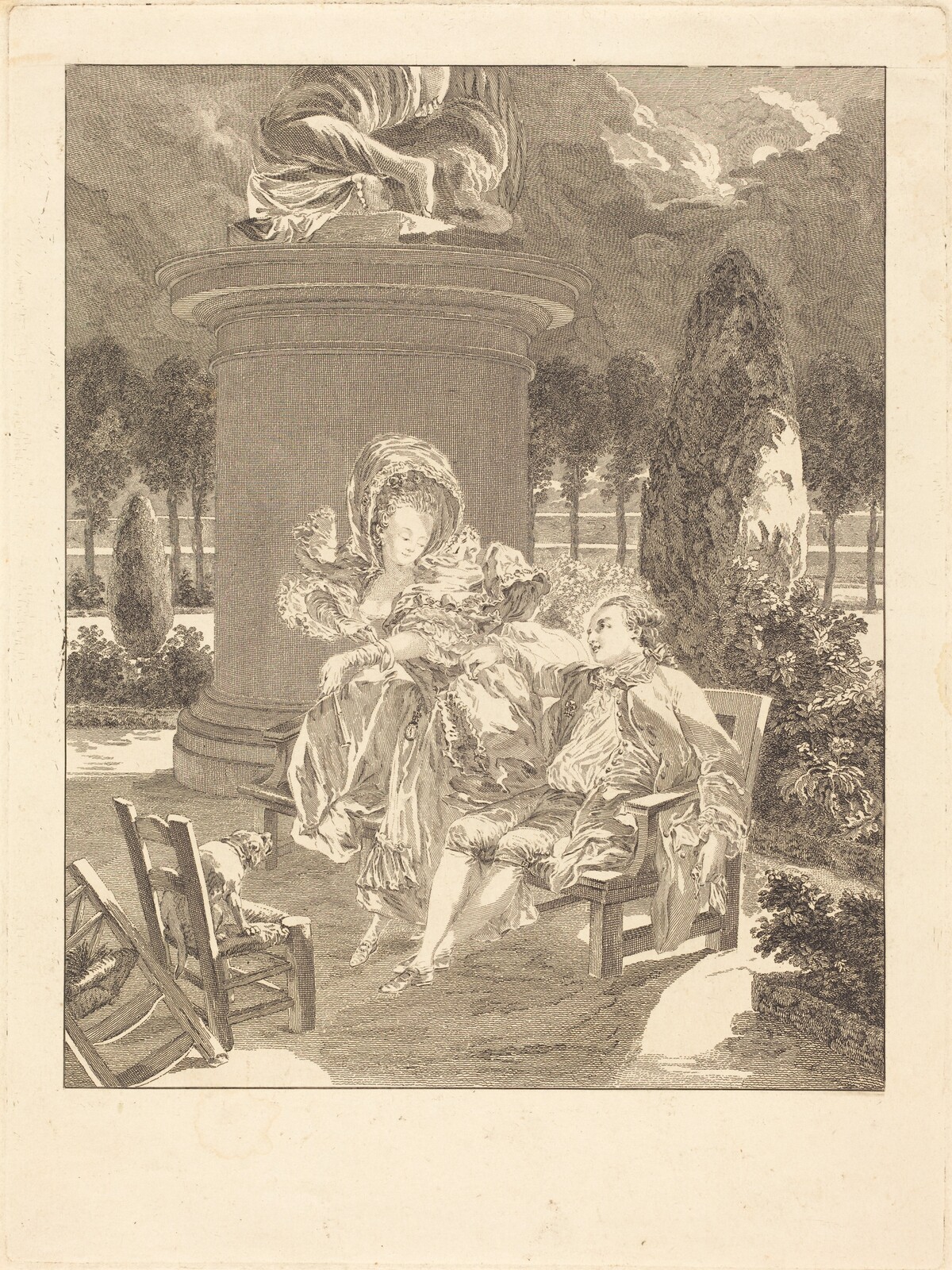 La soiree des Thuileries by Jean-Baptiste Blaise Simonet after Pierre-Antoine Baudouin