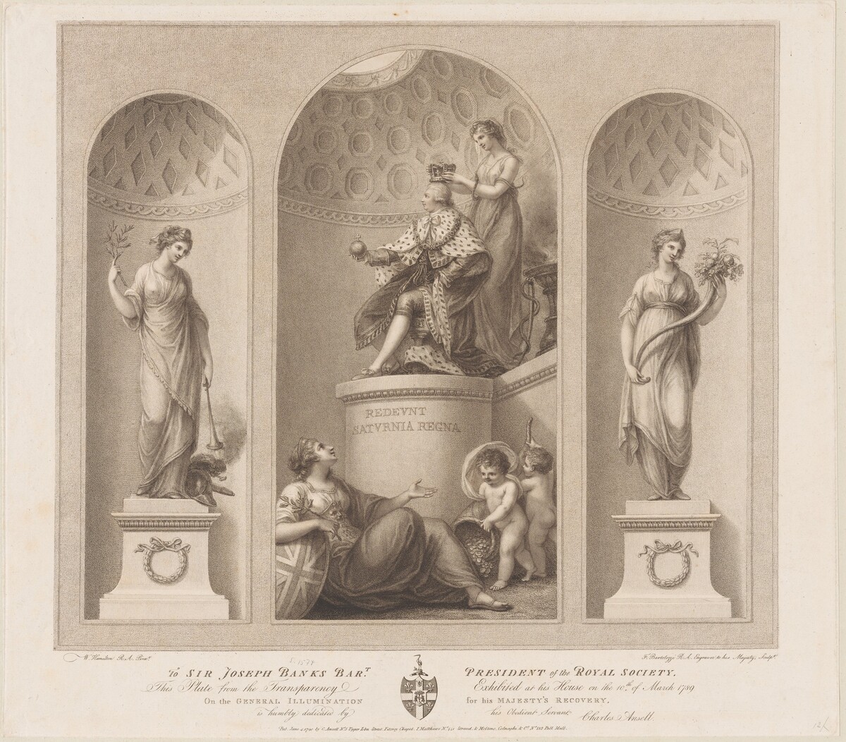 Allegory on the Recovery of the King by Francesco Bartolozzi, after William Hamilton