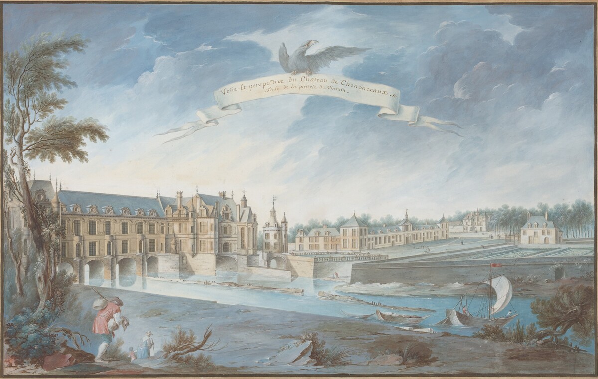 Veüe Et perspective du Chateau de Chenonceaux by Attributed to Nicolas Marie Ozanne