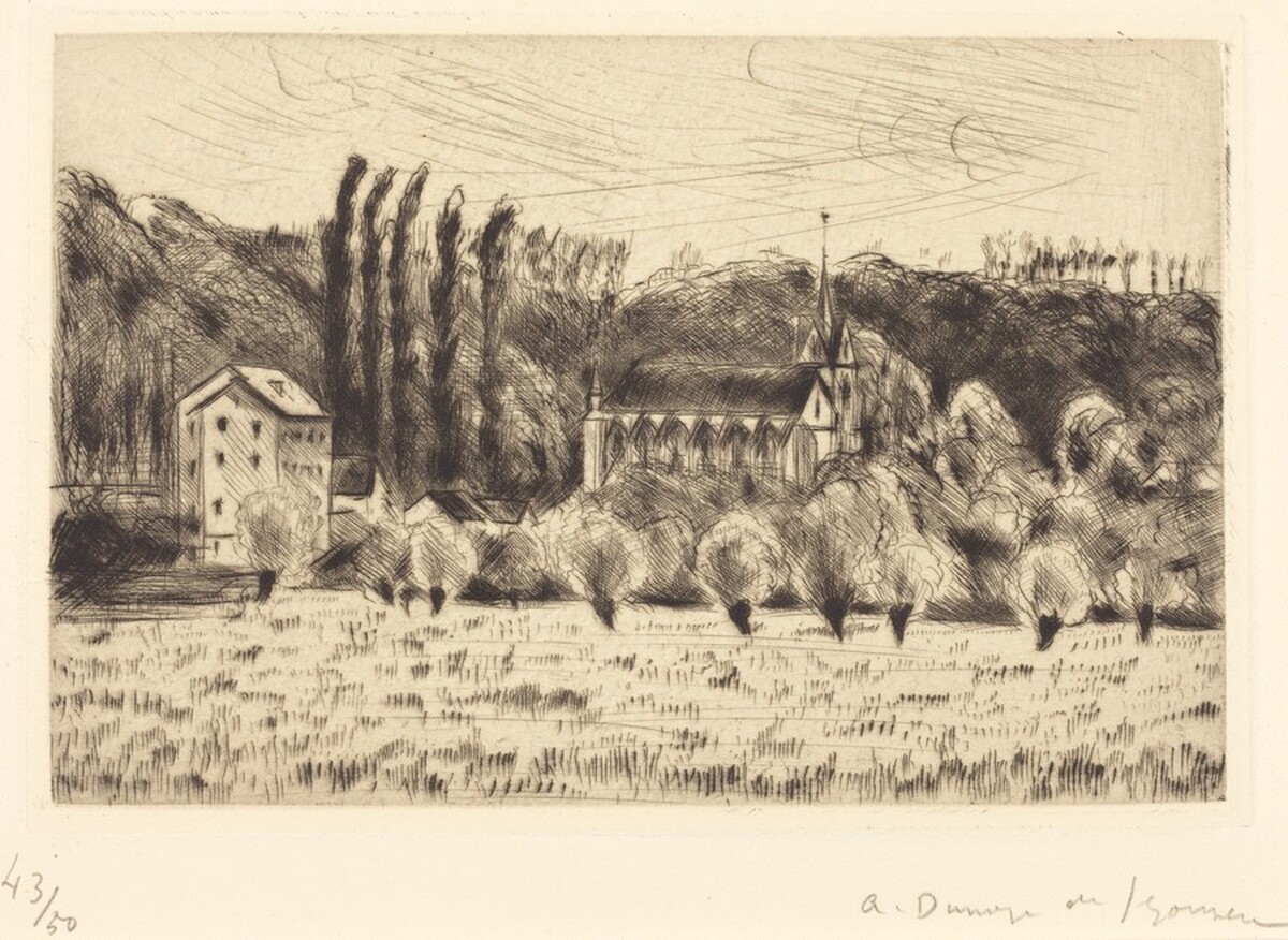 The Chapel at Crecy, Large Plate  (La Chapelle de Crecy (grande planche)) by André Dunoyer de Segonzac