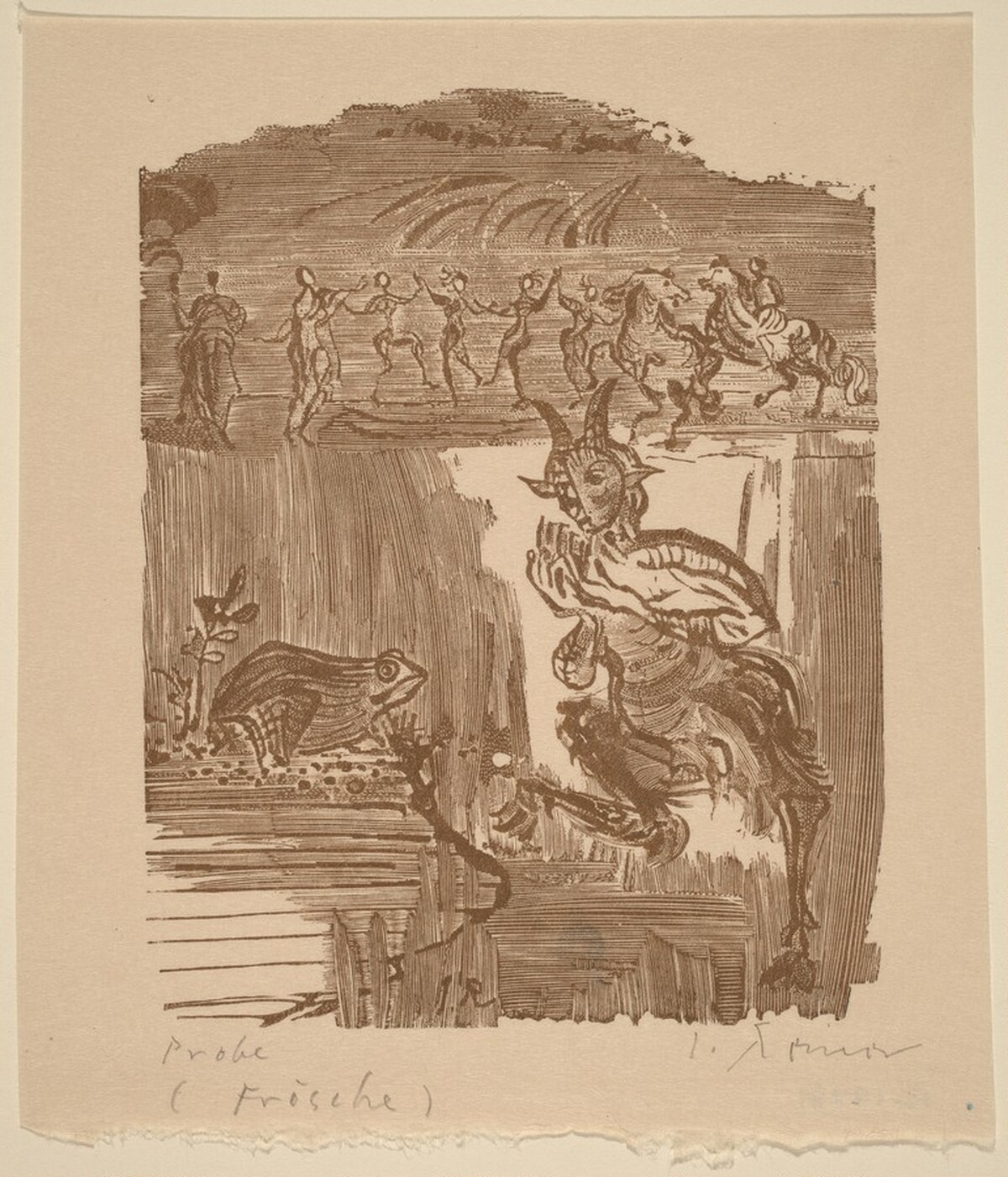 Illustration to Aristophanes, "Die Frosche" by Imre Reiner