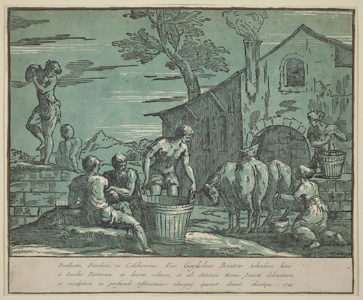 Pastoral Scene by Anton Maria Zanetti I, after Jacopo Zanguidi, called Bertoia