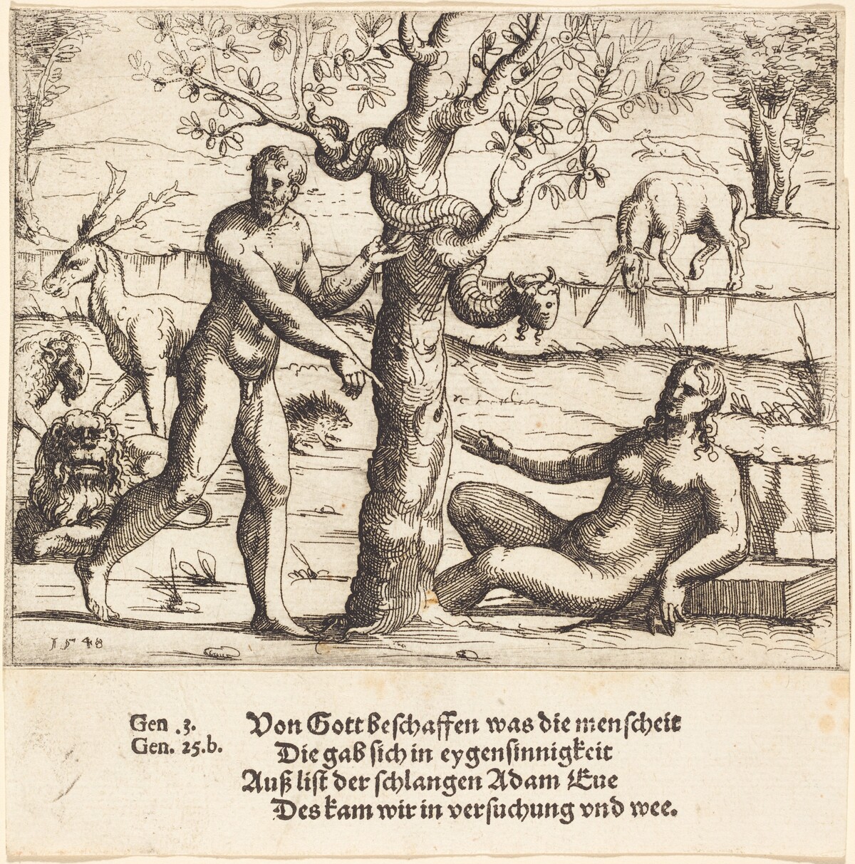 The Temptation of Eve by Augustin Hirschvogel
