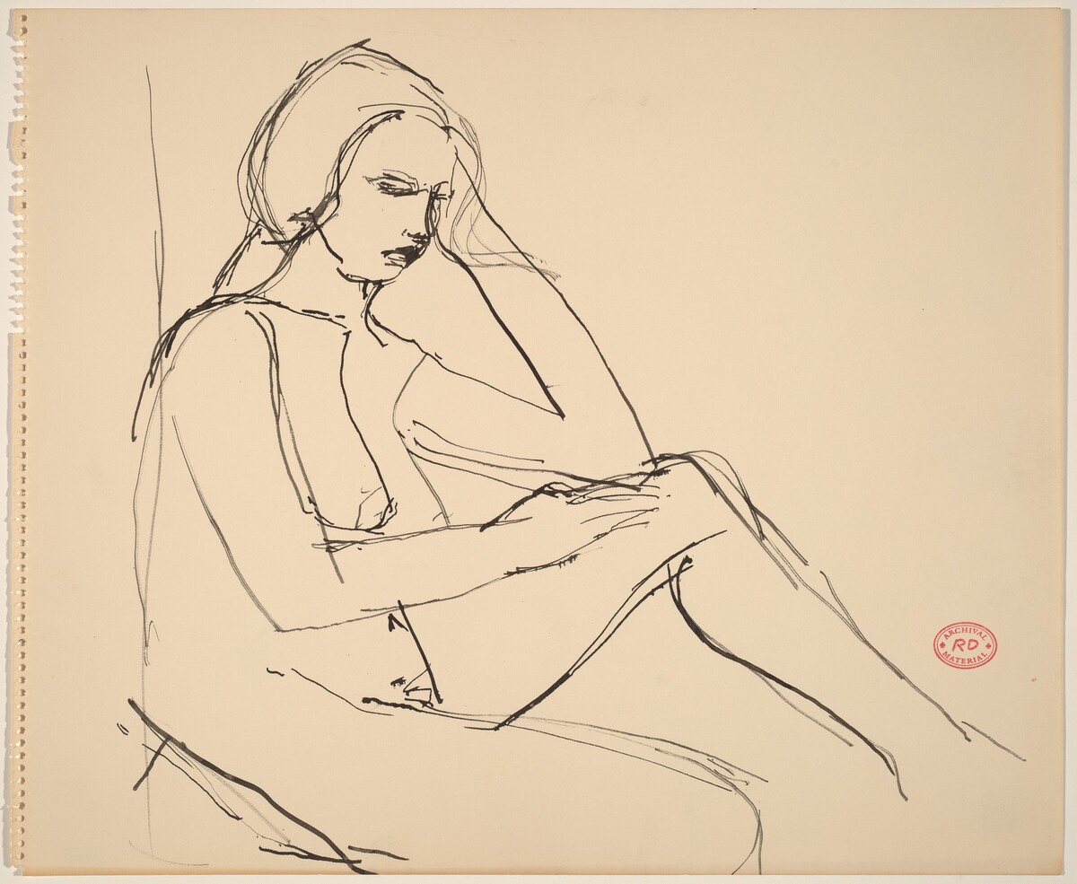 Untitled [seated nude resting her head on her left arm] by Richard Diebenkorn