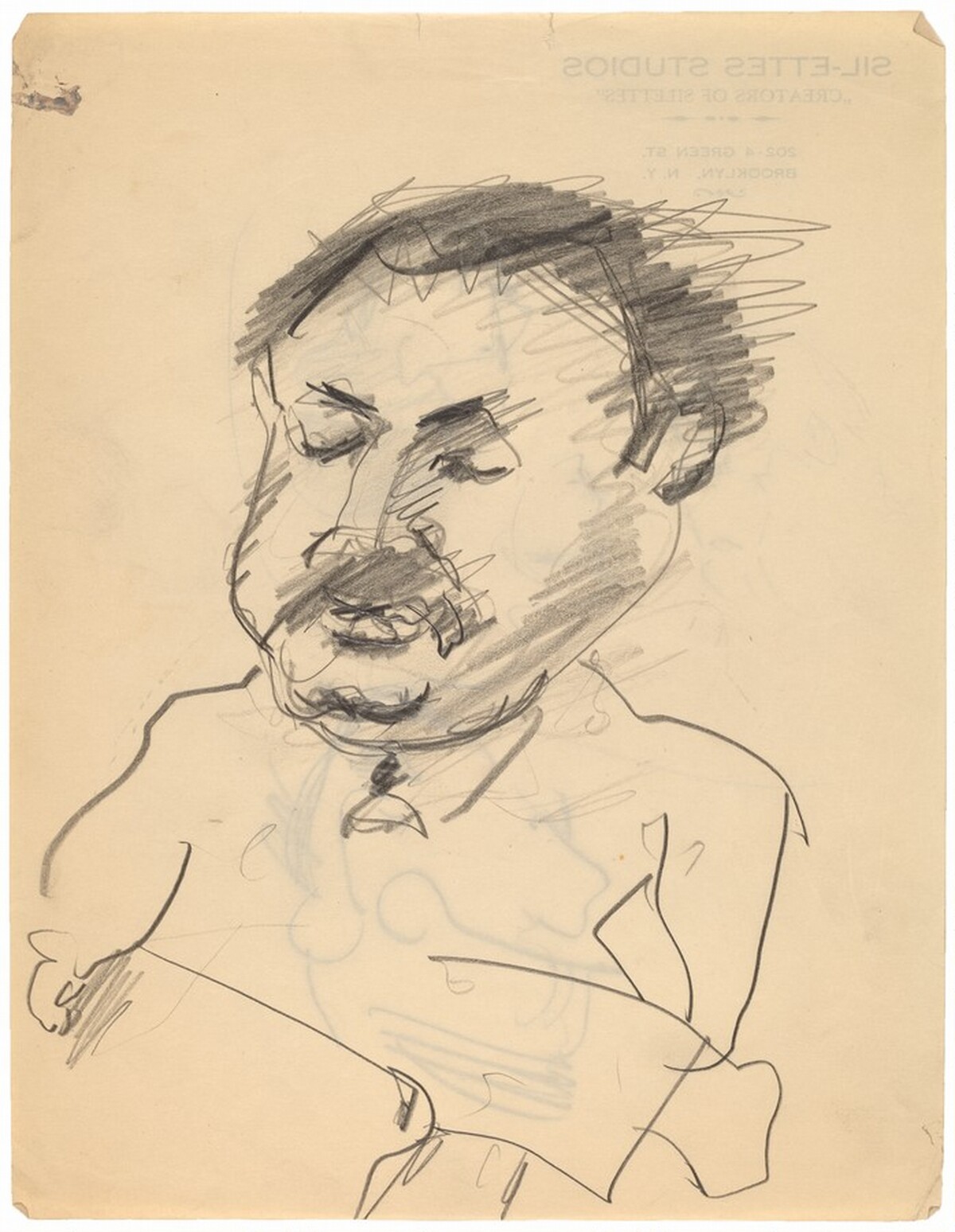 Caricature Head of Man with Mustache [recto] by Mark Rothko