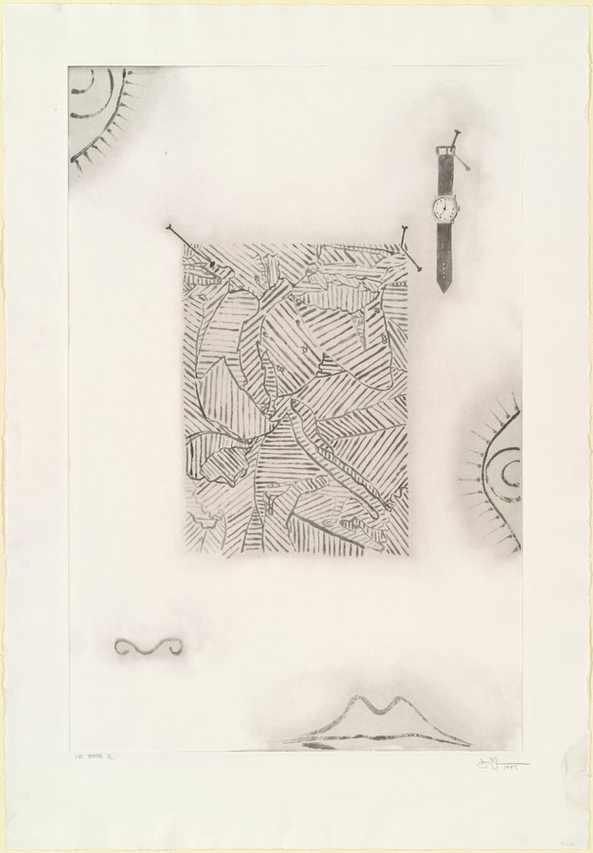 Face with Watch [state proof of 1st state] by Jasper Johns