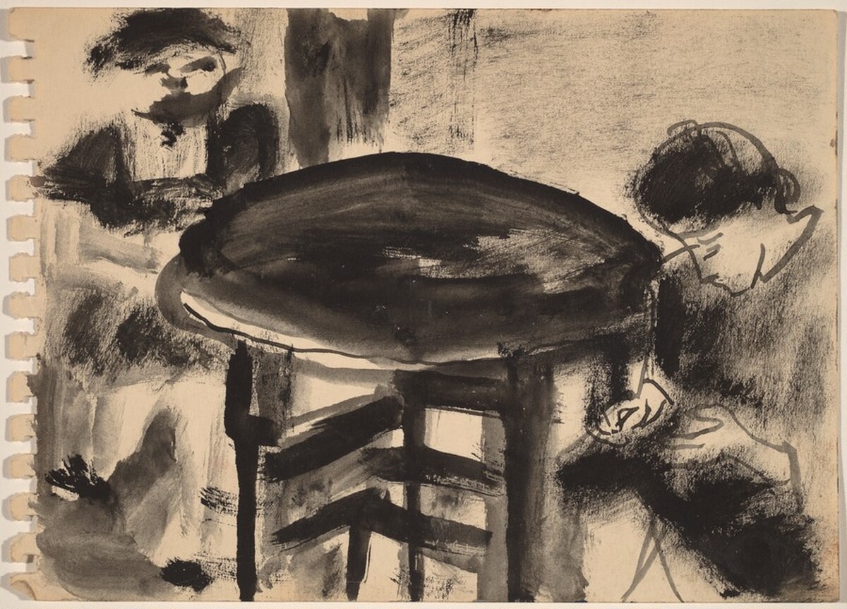Two Women Seated at Round Table [recto] by Mark Rothko