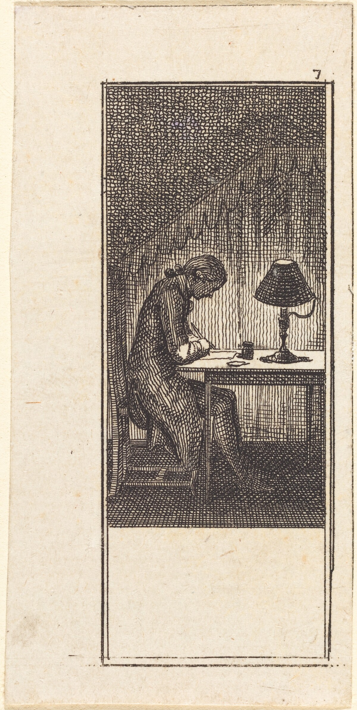 Young Man Writing by Lamplight by Daniel Nikolaus Chodowiecki