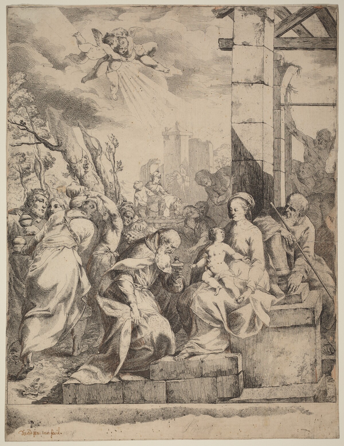 The Adoration of the Magi by Giovanni David after Scarsellino