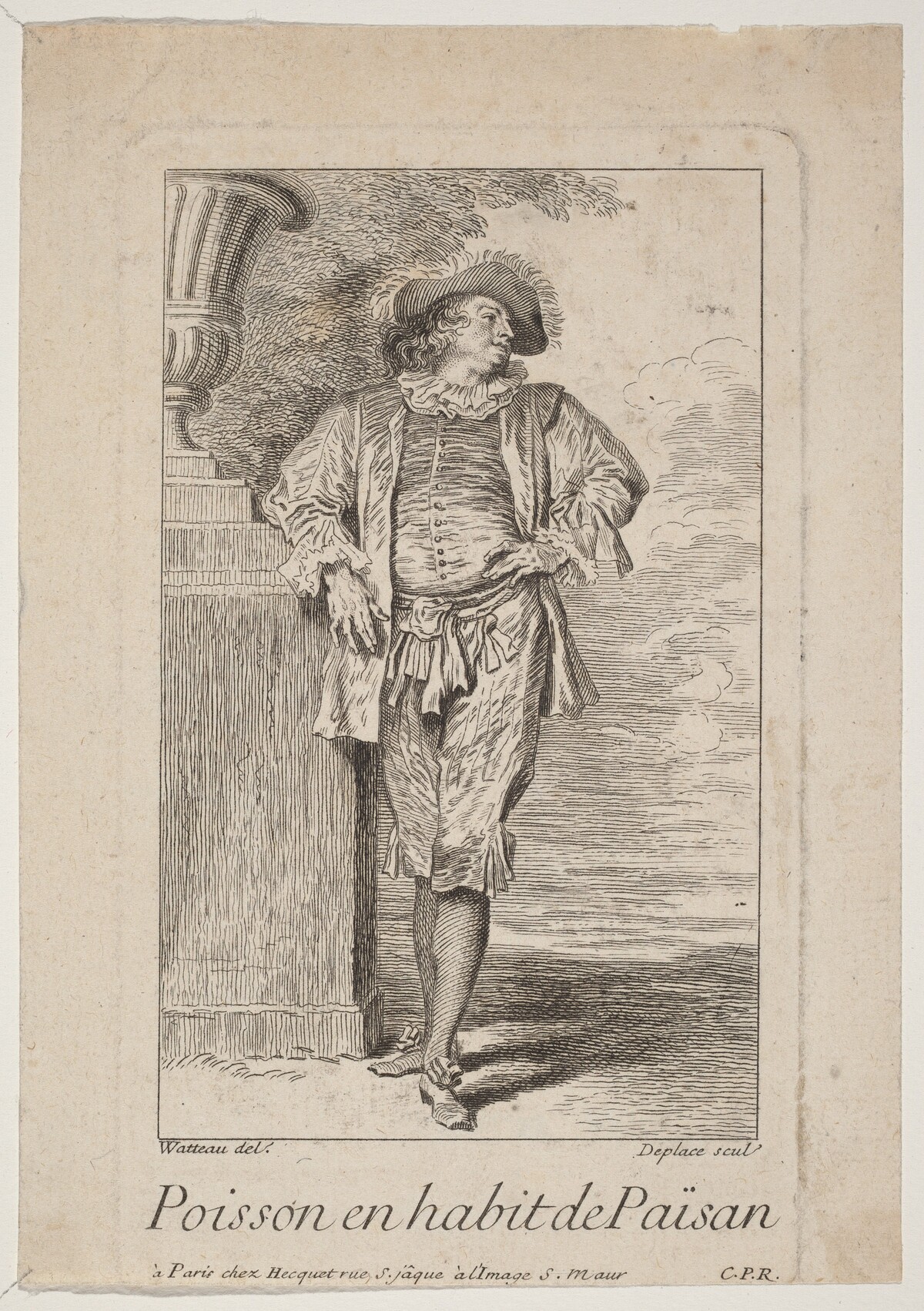 Poisson en habit de Païsan by Louis Deplaces after Antoine Watteau