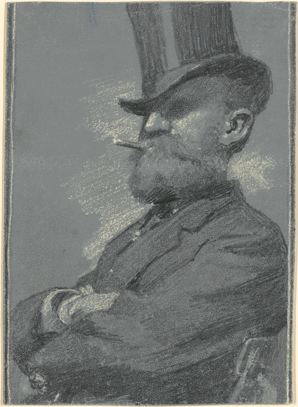 Man in Top Hat, Smoking a Cigar by Robert William Vonnoh