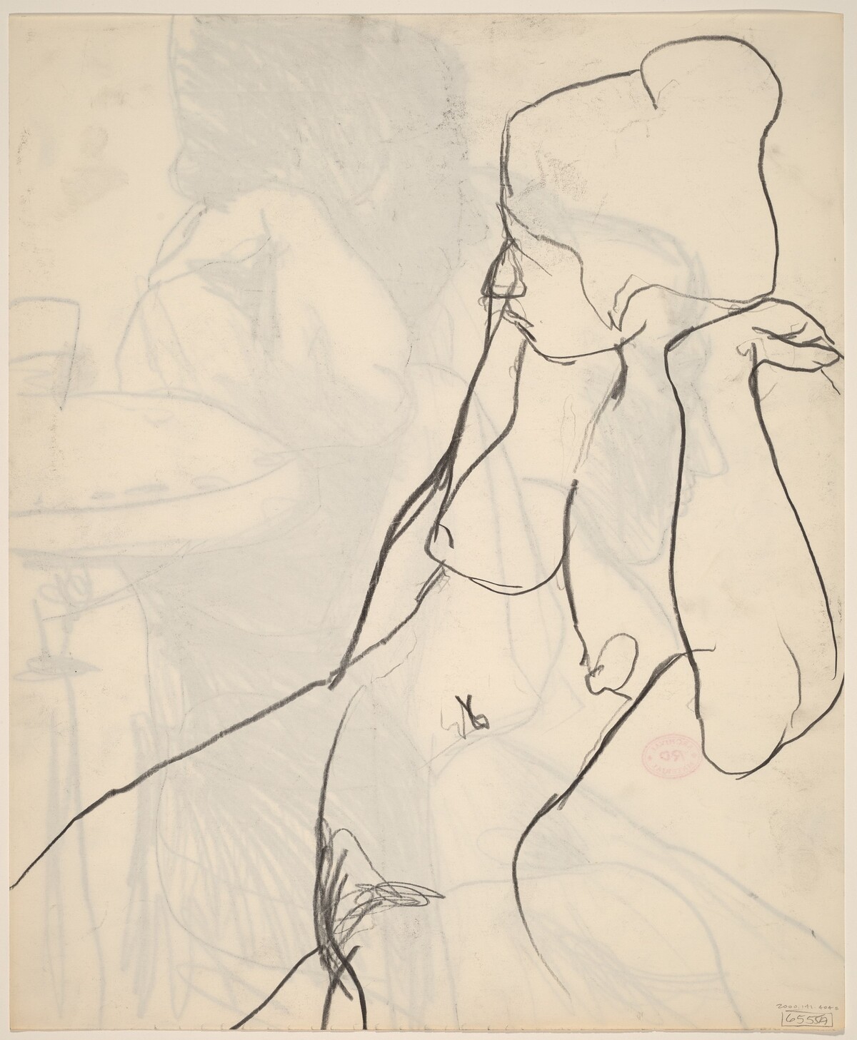 Untitled [female nude in profile] [verso] by Richard Diebenkorn