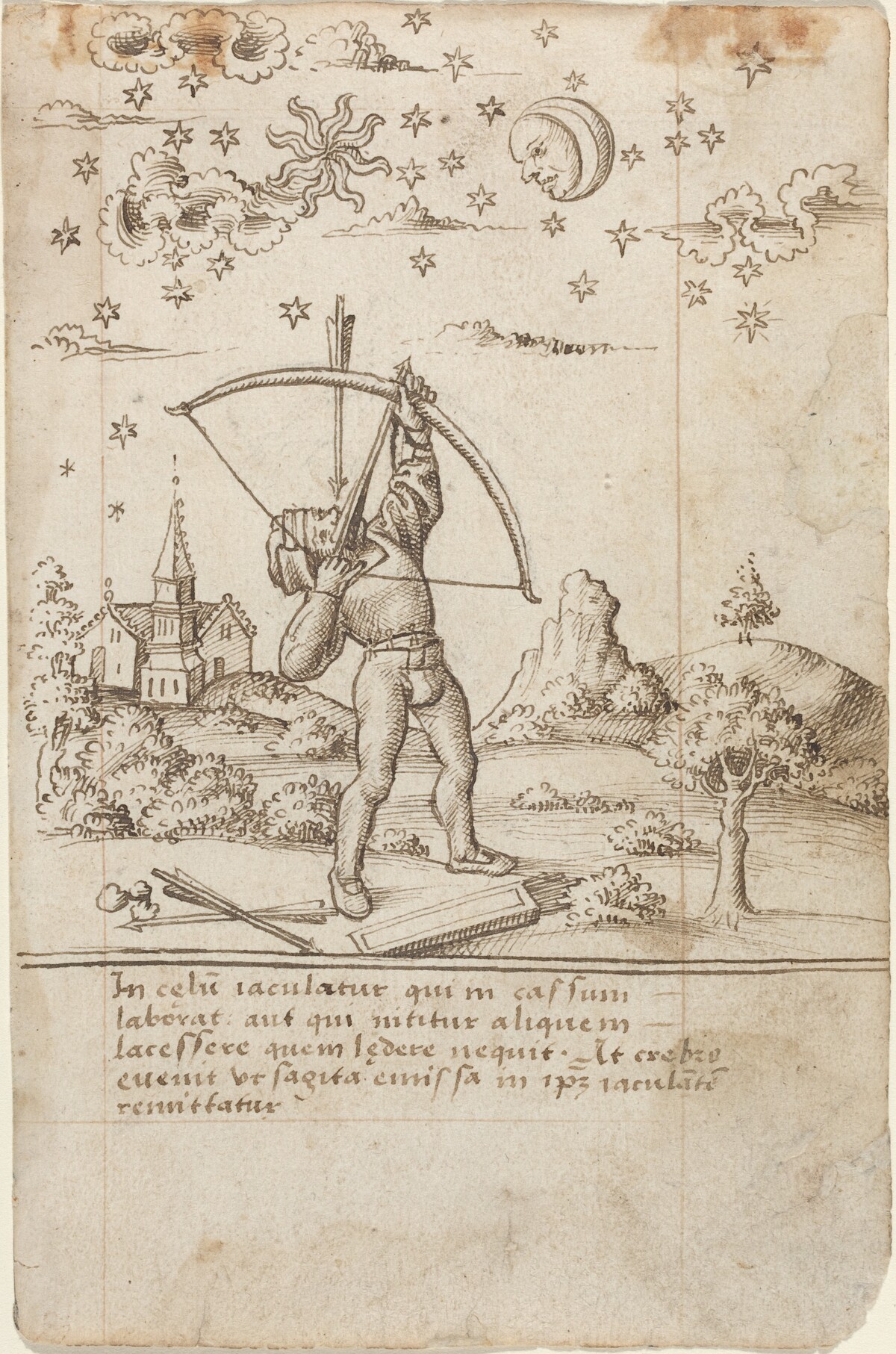 "You Are Shooting at Heaven" [fol. 9 recto] by French early 16th Century